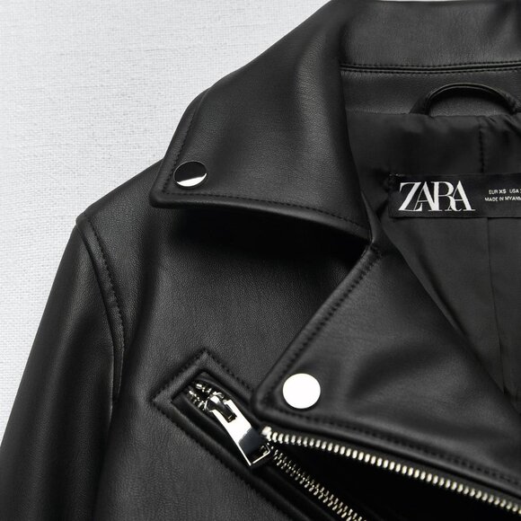 ZARA Faux Leather Biker Jacket Size S NEW With TAGS - Picture 3 of 8